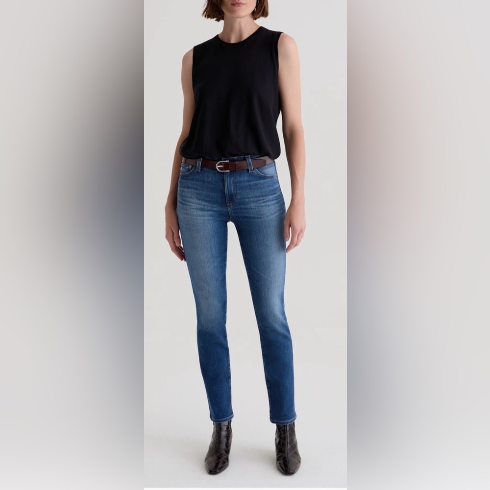 AG Adriano Goldschmied Mid Rise Slim Jeans - Blue - Picture 2 of 8